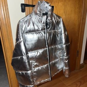 Forever 21 silver puffer
